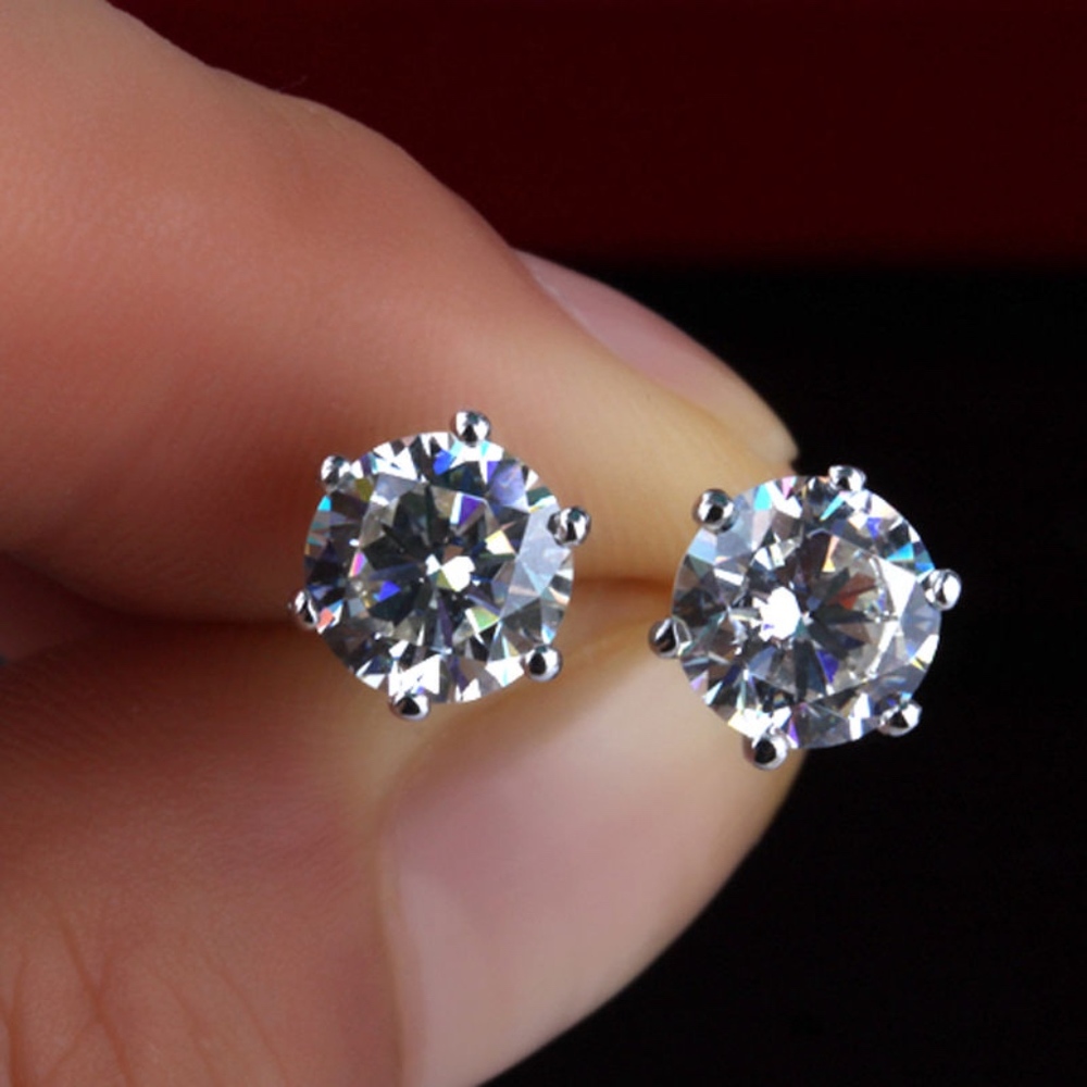 New Design Rhinestone Crystal Silver Stud Earrings
